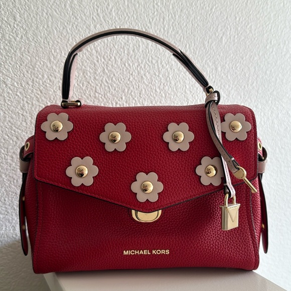Michael Kors Red Floral Handbag - Picture 1 of 5